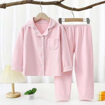 Yi Mei Kids Pajamas De Velvet Long Sleeve Two Piece Set SY01-pajamas light powder 170cm