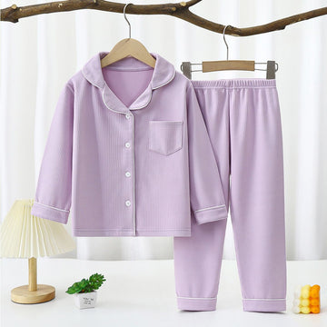 Yi Mei Kids Pajamas De Velvet Long Sleeve Two Piece Set SY02-pajamas purple 170cm