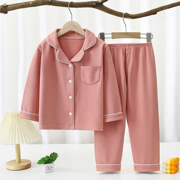 Yi Mei Kids Pajamas De Velvet Long Sleeve Two Piece Set SY03-pajamas deep powder 150cm