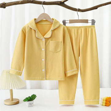 Yi Mei Kids Pajamas De Velvet Long Sleeve Two Piece Set SY05-Pajamas yellow 180cm