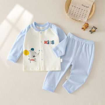 It's Warm Baby Cotton Two Piece Set Long Sleeve Cartoon mouse (blue) 73CM