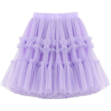 Girls Princess Skirt Polyester Ruffled Summer Violet 160cm