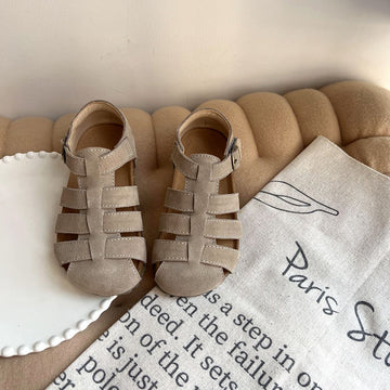 Kwai Kids Leather Shoes Boys Girls apricot gray 31