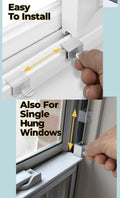 Adjustable stainless steel window limit lock for sliding and single-hung windows, child and pet safety stopper with no-drill installation.
