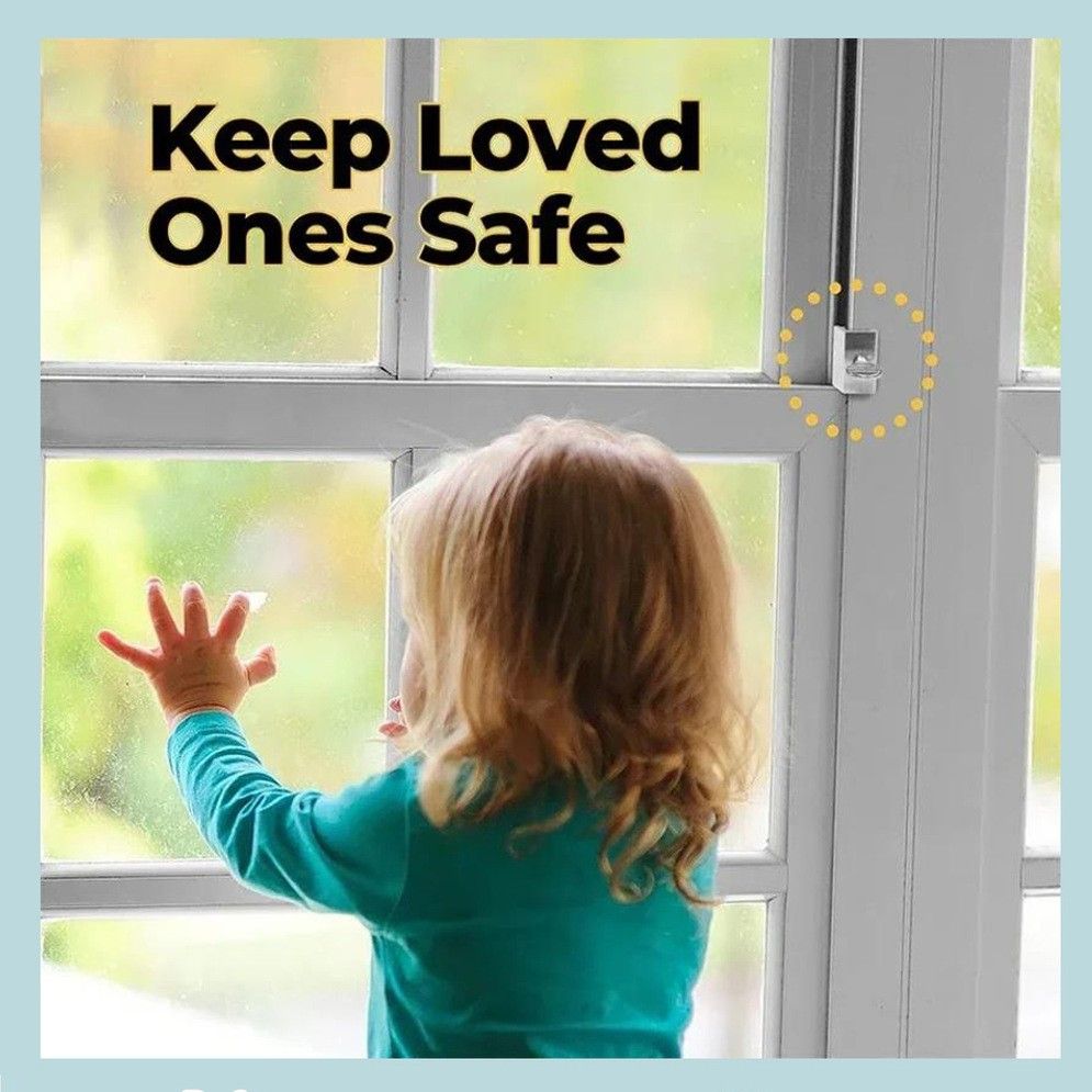 Stainless steel adjustable window limit lock for sliding and single-hung windows, child safety stopper with no-drill installation.