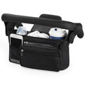 Everything Baby multifunctional stroller organizer bag with insulated bottle holder, detachable pouch, and adjustable straps, in avocado check.