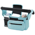 Black and white checkered multifunctional stroller organizer bag with insulated bottle holder, detachable pouch, and adjustable straps.