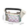 Blue multifunctional stroller organizer bag with insulated bottle holder, detachable pouch, and adjustable straps for baby and kids.