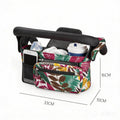 Green Sloth multifunctional stroller organizer bag with insulated bottle holder, detachable pouch, and adjustable straps for baby strollers.