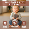 White plush Billy the French Bulldog musical comforter for babies, featuring soft fabric and gentle lullaby sounds.