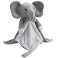 White Elephant baby comforter with soft plush fabric, featuring musical toy elements for soothing lullabies and white noise.