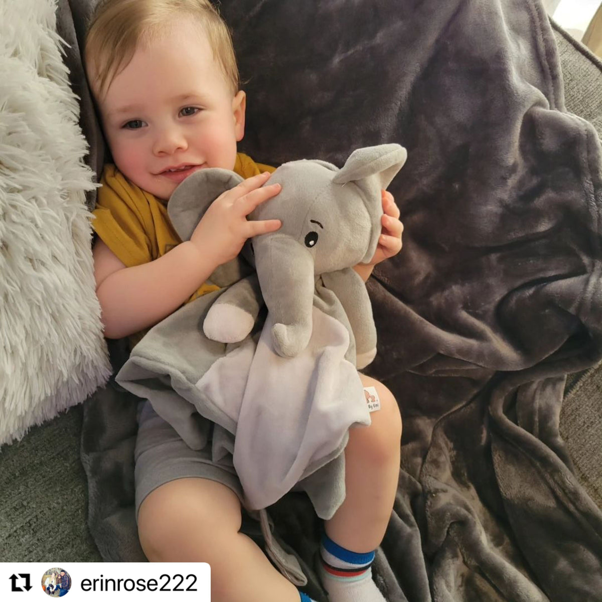Ellie the Elephant white noise and lullaby comforter, a musical toy for babies and kids from Everything Baby.