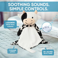 Lylah the Cow white noise and lullaby comforter, soft plush baby toy with musical features from Everything Baby.