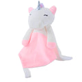 White plush unicorn comforter named Maisie by Everything Baby, designed for babies and kids, with soft fabric and musical features.