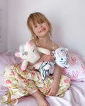 Maisie the Unicorn baby plush comforter with musical toy and lullaby features, white noise generator for soothing bedtime.