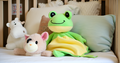 RaRa the Frog white noise and lullaby comforter for babies, featuring a soft plush frog toy from Everything Baby.