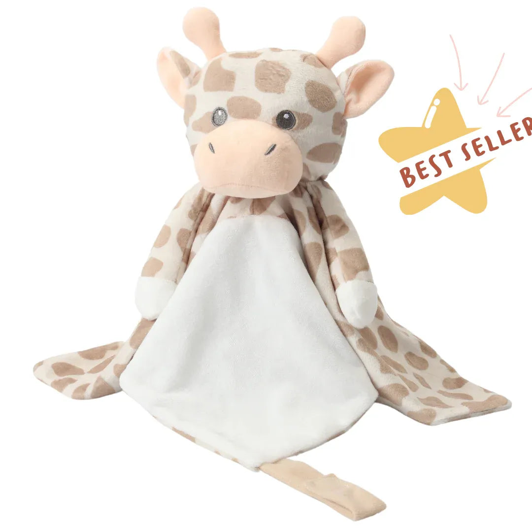 Shay the Giraffe white noise and lullaby comforter for babies, soft plush toy with musical features from Everything Baby.
