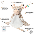 Shay the Giraffe white noise and lullaby comforter from Everything Baby, soft plush toy for soothing babies and kids.