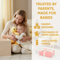 Zaylee the Duck musical comforter for babies, soft white plush toy with lullaby and white noise features from Everything Baby.