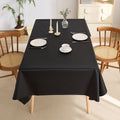 Waterproof black rectangle tablecloth with wrinkle-free fabric, suitable for indoor and outdoor dining, 140x180cm.