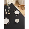 Waterproof black rectangle tablecloth for indoor outdoor use, spillproof, wrinkle-free fabric, 140x180cm, suitable for kitchen and dining tables