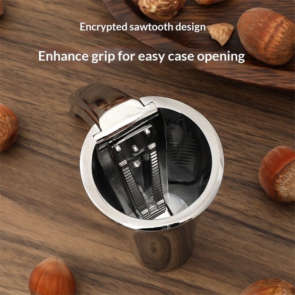 Premium alloy nutcracker with long lever handle, ideal for cracking pecans, walnuts, and hazelnuts, designed for easy shelling.