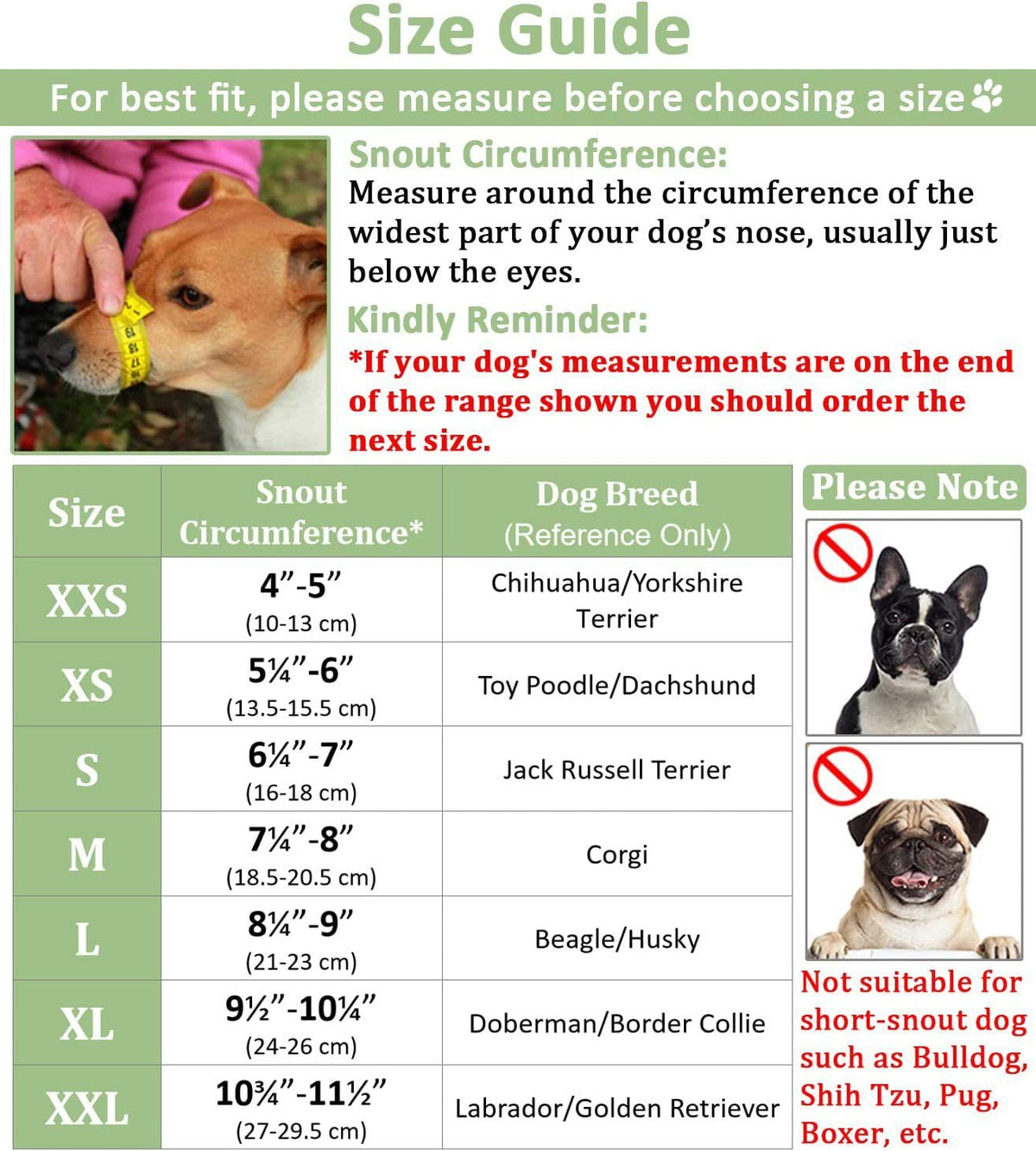 Bright fluorescent green dog muzzle for small puppies, breathable polyester material with drinking hole, soft and anti-biting design