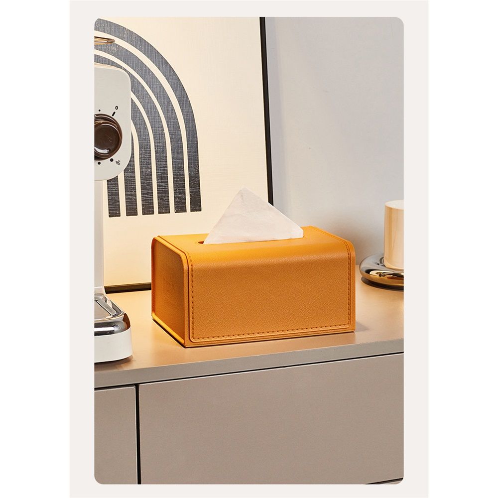 Yellow rectangular tissue box cover by Everything Baby, modern facial tissue dispenser for bathroom, home, office, or car.