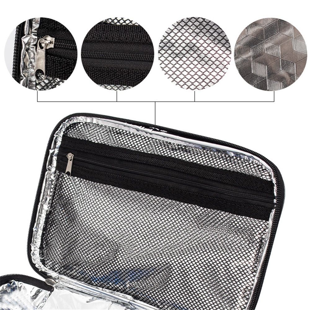 Grey insulated lunch bag by Everything Baby with waterproof design and handle, perfect for kids' school, outdoor picnics, and portable food storage