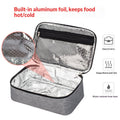 Grey insulated lunch bag with handle, waterproof kid's lunch box from Everything Baby, ideal for school, outdoor, and picnic use.