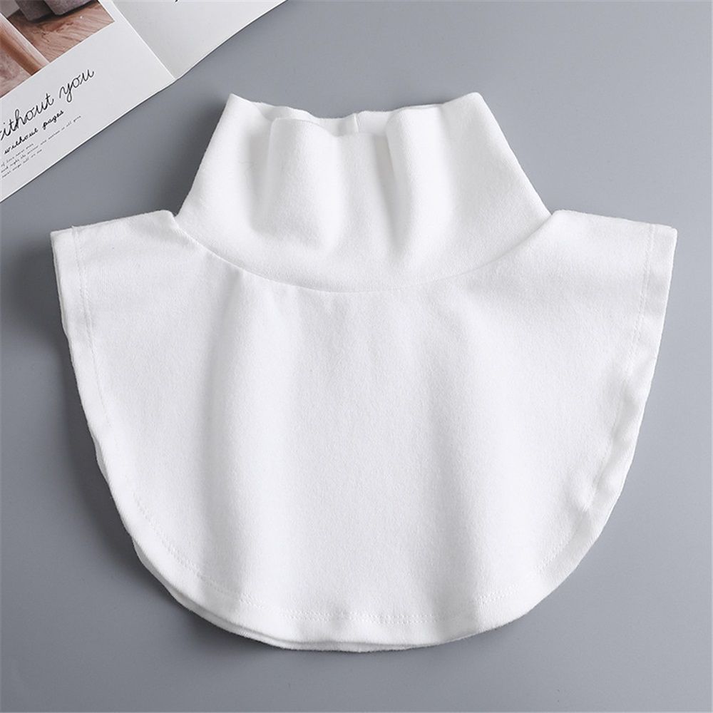 White children's fake cotton high collar, casual warm accessory for girls, pairs with hoodies for autumn, winter, and spring.