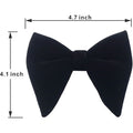 Black velvet oversized bow tie, cufflinks, and pocket square set for boys' tuxedo and sleepwear, stylish and elegant.