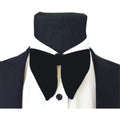 Black men's pre-tied velvet bow tie tuxedo set with cufflinks, pocket square, and oversized style for formal occasions.
