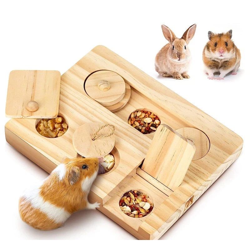 Wooden bird foraging puzzle toy for parrots, parakeets, cockatiels, and sun conures, promote mental enrichment and interactive play.