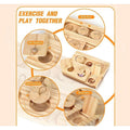 Wooden bird foraging puzzle toy by Everything Baby for parrots, parakeets, cockatiels, and sun conures, promotes mental enrichment.