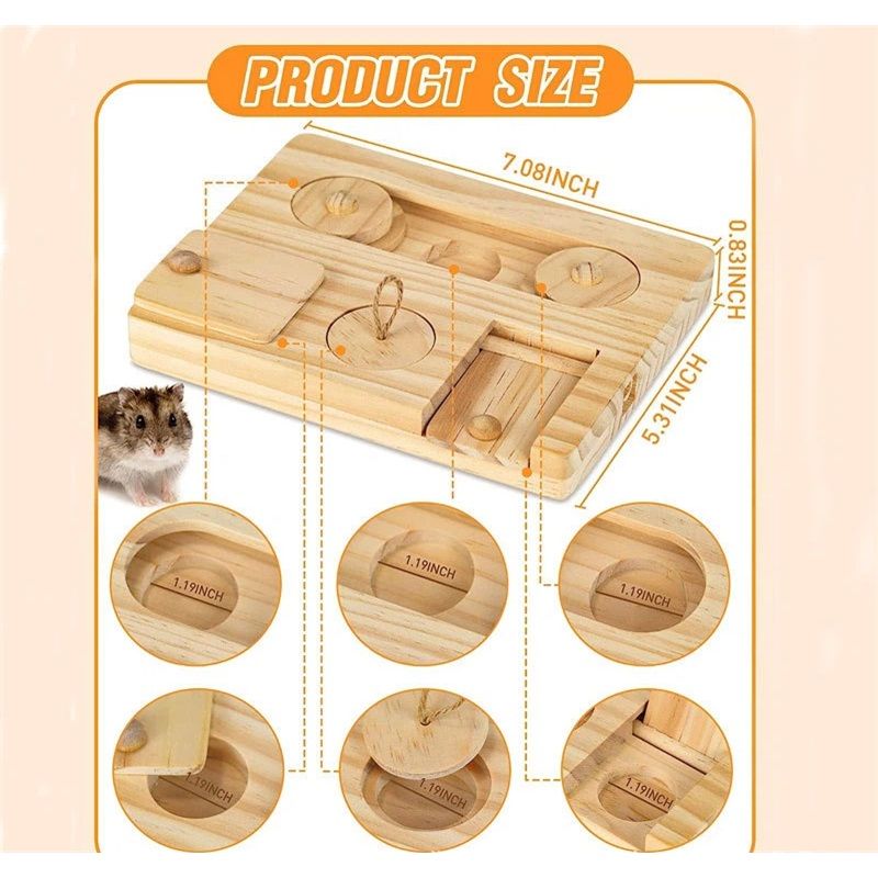 Wooden bird foraging puzzle toy for parrots, parakeets, cockatiels, and sun conures, designed for mental enrichment and interactive play.