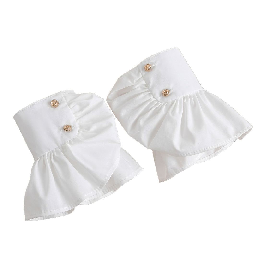 White fake sleeve cuffs with lotus leaf layered design for women, detachable pleated long sleeve accessory, by Everything Baby.