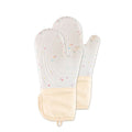 Set of 2 Candy White silicone oven mitts with cotton lining, waterproof heat-resistant kitchen mittens for cooking and baking.