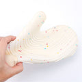 Set of 2 Waterproof silicone oven mitts with cotton lining, ideal for cooking, baking, and grilling in the kitchen.
