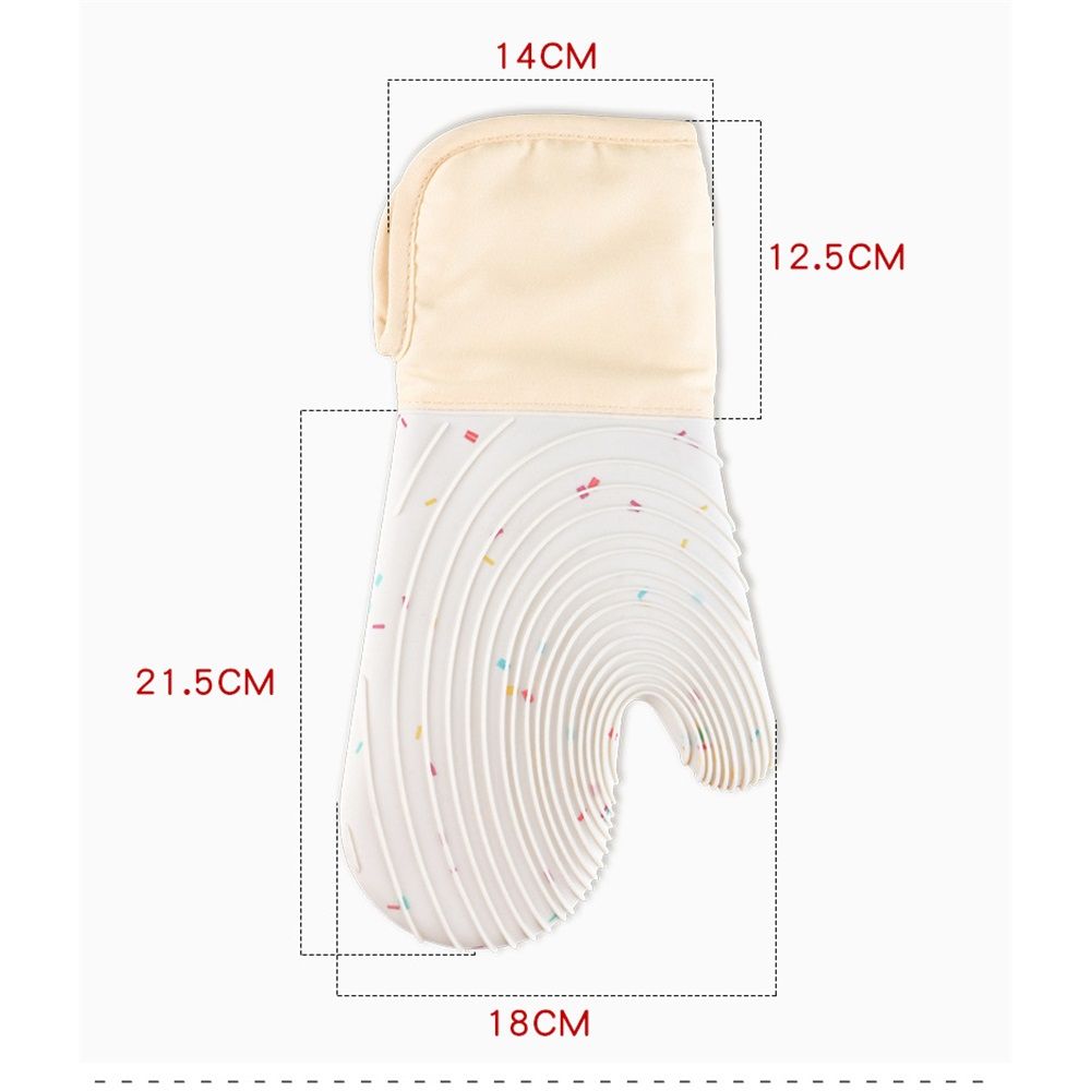 Set of 2 waterproof silicone oven mitts with cotton lining, ideal for baking, cooking, and grilling in the kitchen.