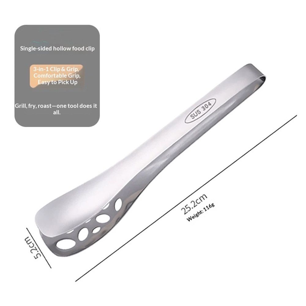 Silver 25 cm perforated serving tong with long handle, lightweight and comfortable, ideal for home parties, weddings, and daily use.