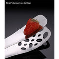 Silver 25 cm perforated serving tong with long handle, lightweight and comfortable for home, parties, and outdoor use.