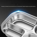 Stainless steel bento box with four compartments for kids and adults, leakproof lunch container for school, office, or outdoor use.