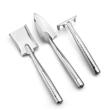 Mini gardening tools set with stainless steel shovel, spade, and rake for indoor plants and pot maintenance by Everything Baby.
