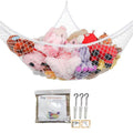 White mesh toy storage hammock net for kids, 70-inch wall sling for stuffed animals and toys, from Everything Baby.