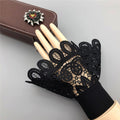 Black women's lace hollow floral fake collar wrist cuffs shawl accessory for teens and girls, stylish decorative false collar.