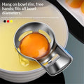 Stainless steel egg yolk separator in a 2-pack, ideal for separating egg yolks and whites during baking and cooking.