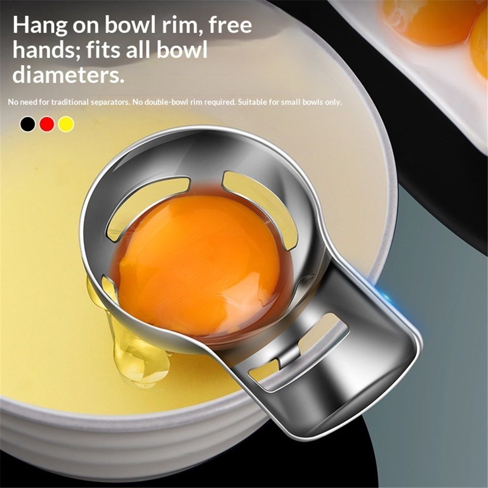 Stainless steel egg yolk separator in a 2-pack, ideal for separating egg yolks and whites during baking and cooking.