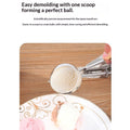 Purple stainless steel commercial thumb press food disher ice cream scoop with Digger handle, ideal for fruits and portioning.