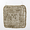 Durable bird foraging wall toy with climbing rope net for parrots, finches, and cockatiels, measuring 30x30cm for indoor play.